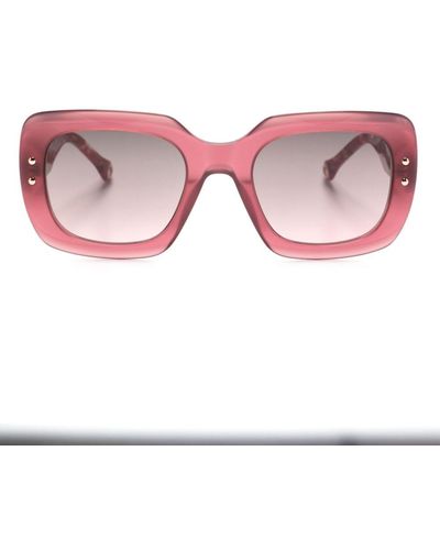 Carolina Herrera Transparente Sonnenbrille mit eckigem Gestell - Pink