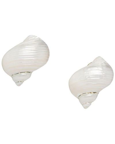 Prada Shell Detail Earrings - White