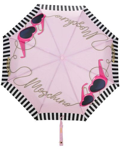 Moschino Parapluie compact à imprimé cœur - Rose