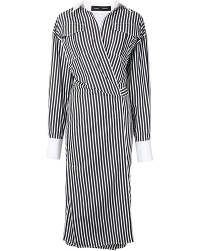 Proenza Schouler Striped Wrap Shirt Dress - Black