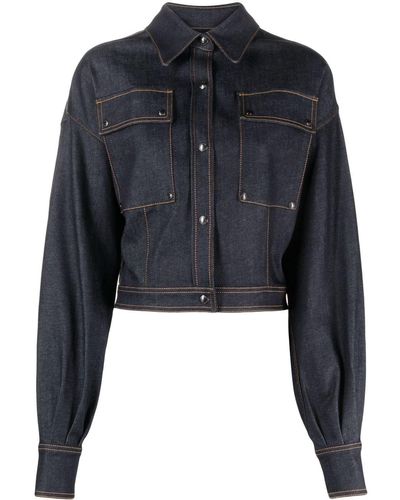 Tom Ford Veste en jean à coutures contrastantes - Noir