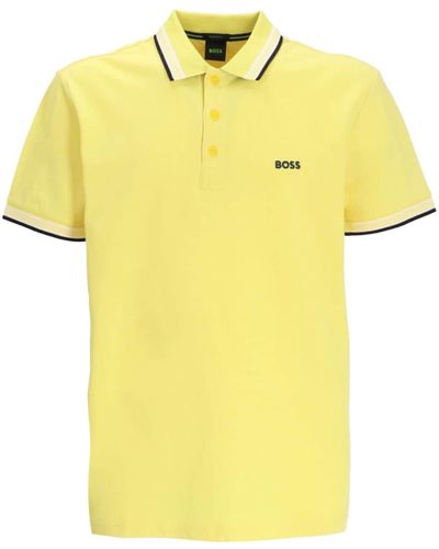 BOSS Paddy Curved Cotton Polo Shirt - Yellow
