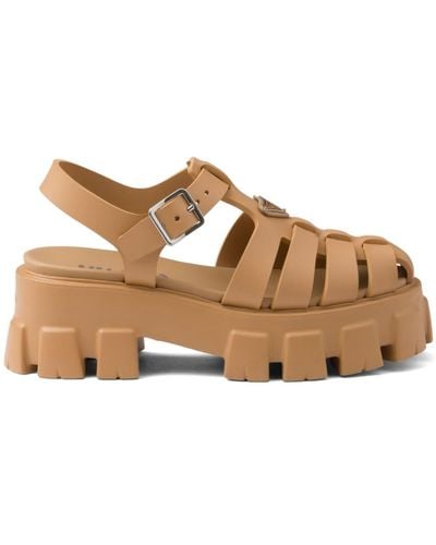 Prada Sandalias Monolith con plataforma de 55 mm - Marrón