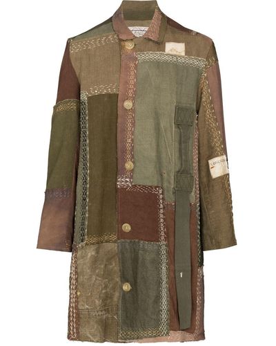 By Walid Rufus Single-breasted Patchwork Coat - Brown