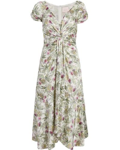Cinq À Sept Walker Floral-print Midi Dress - Natural