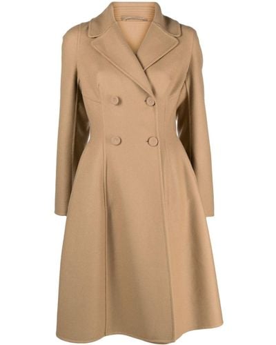 Ermanno Scervino A-line Double-breasted Wool Coat - Natural