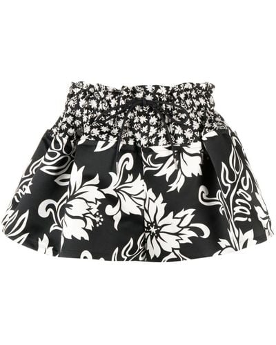 Sacai Shorts Met Bloemenprint - Zwart