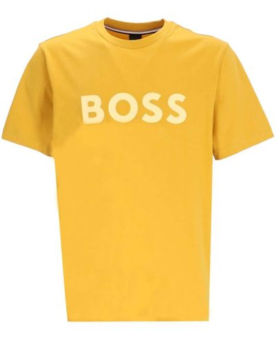 BOSS Tiburt 354 Logo-print Cotton T-shirt - Yellow