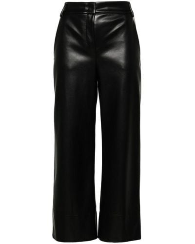 Max Mara Faux-leather Cropped Pants - Black