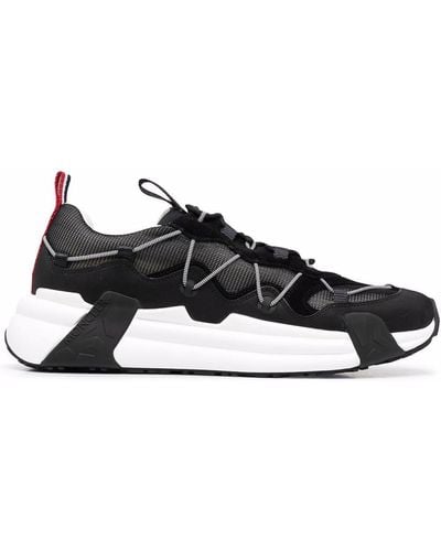 Moncler Compassor Mesh-trimmed Nubuck And Suede Trainers - Black