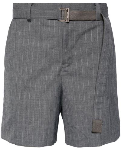 Sacai Pinstripe-pattern Shorts - Grey
