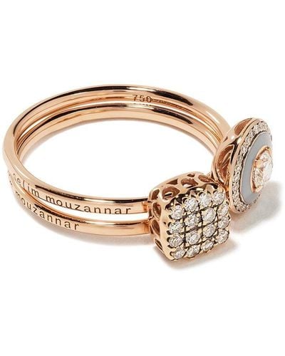 Selim Mouzannar 18kt Rose Gold Diamond Ring Set - White