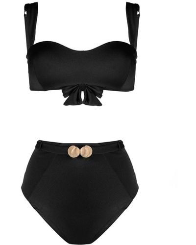 Noire Swimwear Bikini Seashell tipo bandeau - Negro
