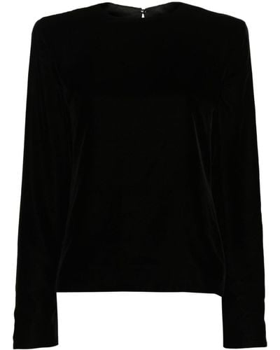 Saint Laurent Shoulder-pads Velvet Blouse - Black