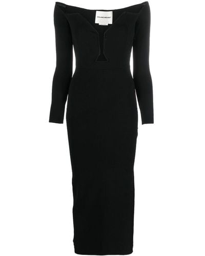 Roland Mouret V-neck Long-sleeved Maxi Dress - Black