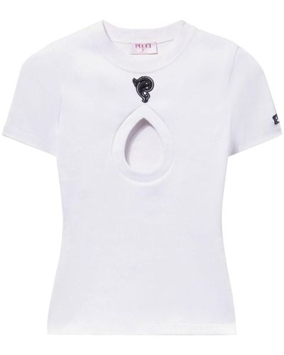 Emilio Pucci T-shirt à détails de découpes - Blanc