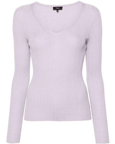 Theory V-neck Knitted Top - Purple