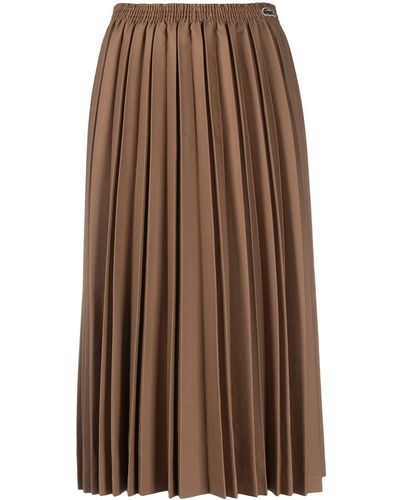 Lacoste Logo-patch Pleated Midi Skirt - Brown