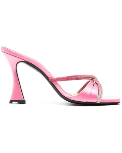D'Accori Lust 100mm Rhinestone-embellished Mules - Pink