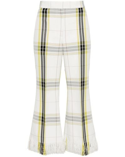 MSGM Plaid Cropped Flared Trousers - White
