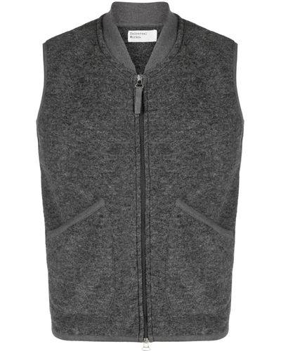 Universal Works Zip-up Fleece-texture Waistcoat - Gray