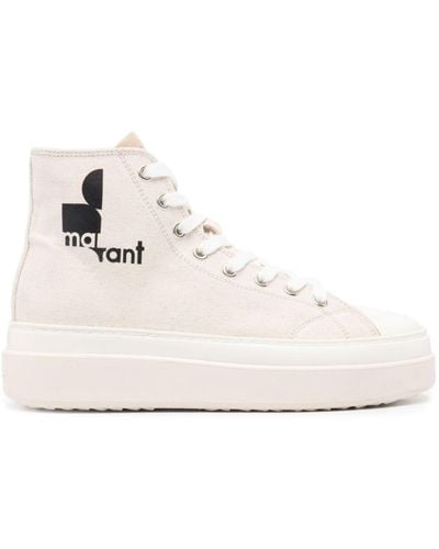 Isabel Marant Austen Sneakers Met Logoprint - Naturel