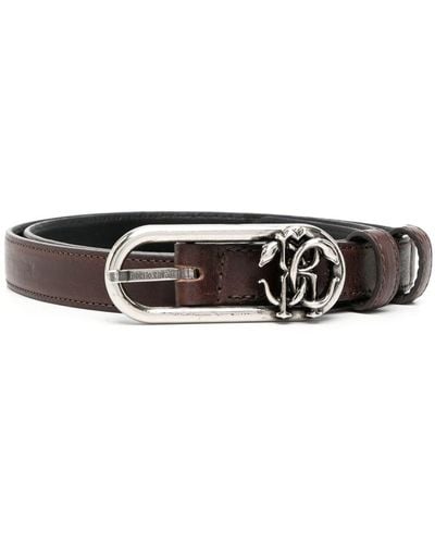 Roberto Cavalli Logo-buckle Leather Belt - Black