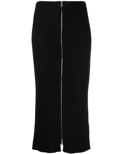 Jil Sander Ribbed-knit Cotton Pencil Skirt - Black