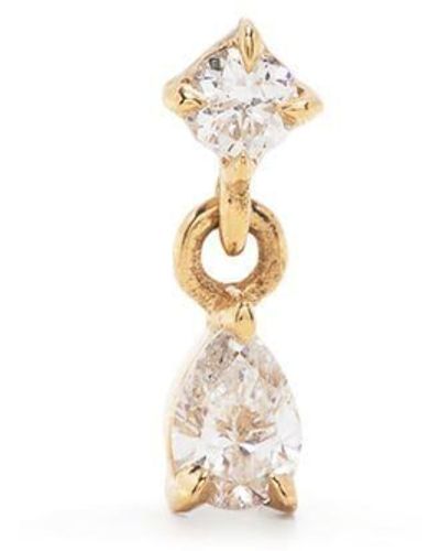 Lizzie Mandler 18kt Yellow Gold Mix Matched Diamond Stud Earring - White
