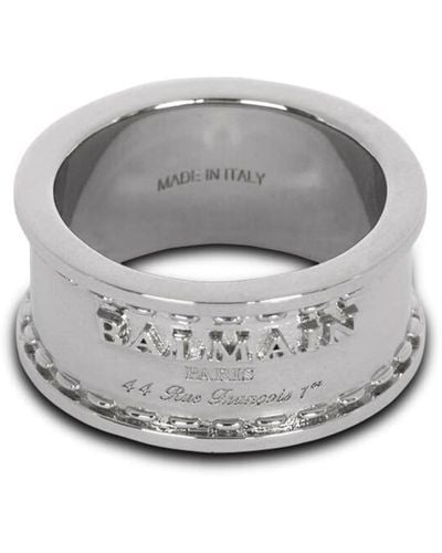 Balmain Signature Logo-engraved Ring - Grey