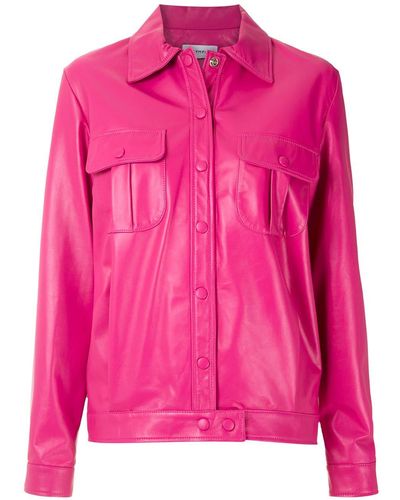 Olympiah Cuir Leather Jacket - Pink