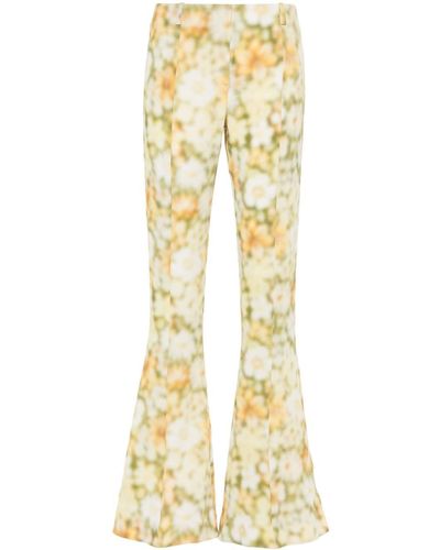 Acne Studios Abstract-print Flared Trousers - Yellow