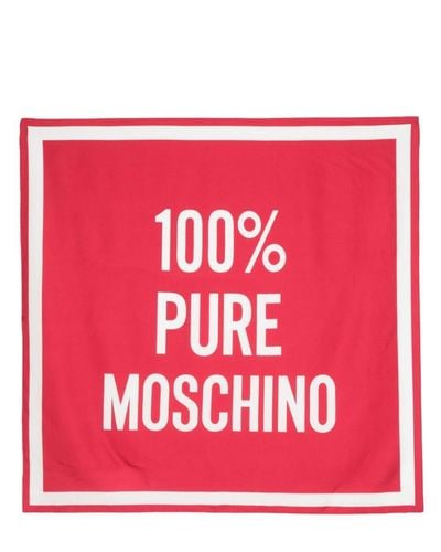 Moschino Foulard en soie à logo en jacquard - Rouge