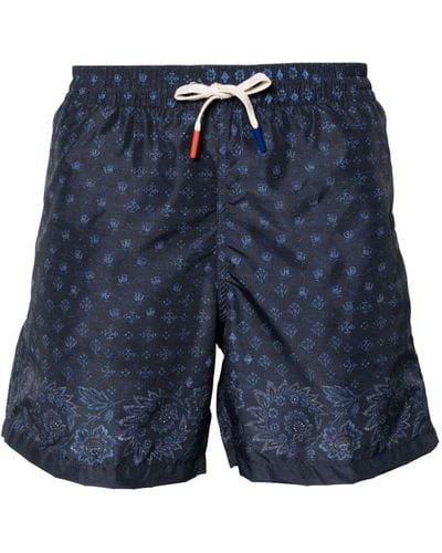 Altea Floral-print Swim Shorts - Blue