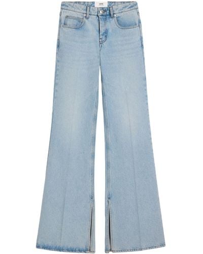 Ami Paris Flared-leg Cotton Jeans - Blue