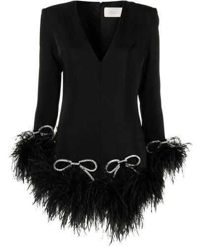 Loulou Georgina Feather-trim Minidress - Black