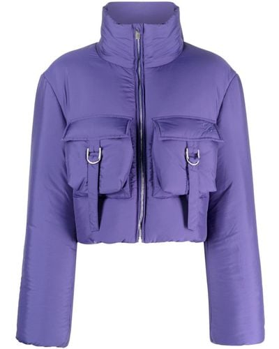 Blumarine Funnel-neck Cropped Puffer Jacket - Purple