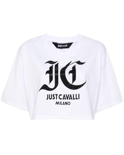 Just Cavalli ビジューロゴ Tシャツ - ホワイト