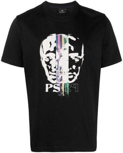 PS by Paul Smith T-shirt en coton biologique à imprimé graphique - Noir