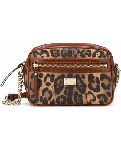 Dolce & Gabbana Medium Crespo Leopard-print Crossbody Bag - Brown