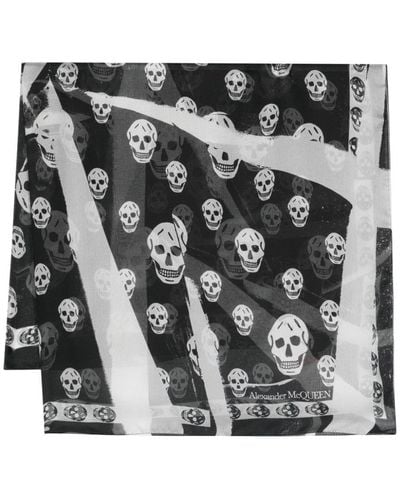 Alexander McQueen Skull-print Silk Scarf - Black