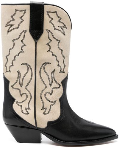Isabel Marant Duerto Leather & Suede Cowboy Boot - Black