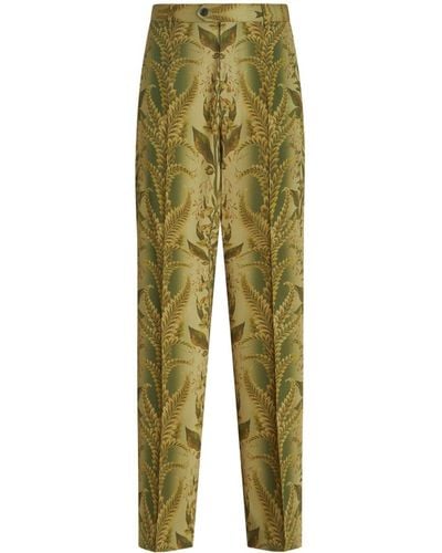 Etro Foliage-jacquard Tailored Trousers - Green