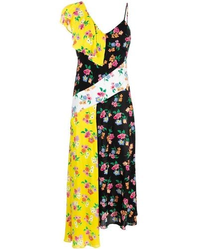 MSGM Vestido asimétrico con estampado floral - Negro