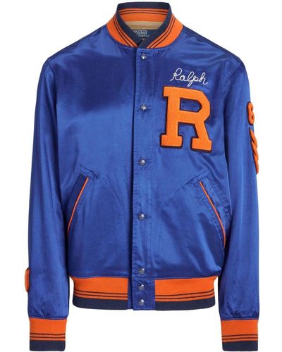 Polo Ralph Lauren Satin Baseball Bomber Jacket - Blue