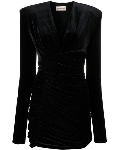 Alexandre Vauthier V-neck Ruched Dress - Black