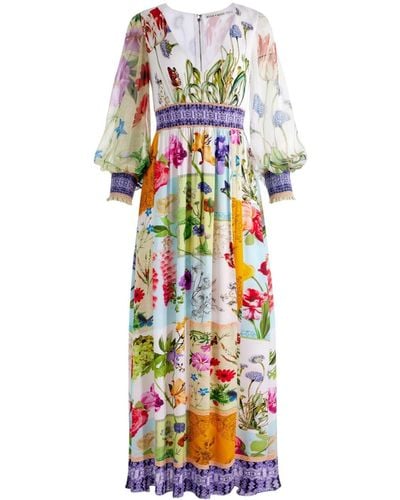 Alice + Olivia Robe longue Bellami à col v - Blanc