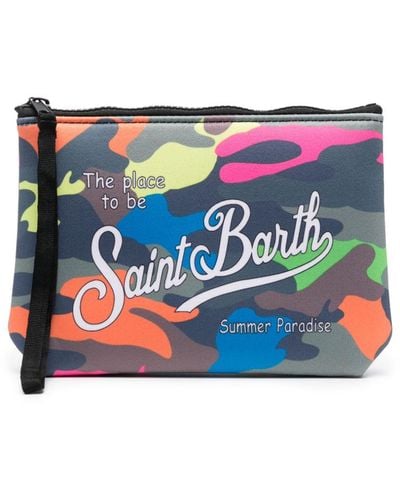 Mc2 Saint Barth Aline camouflage-print pochette bag - Blu