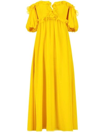 Giambattista Valli Ruffle-detail Off-shoulder Dress - Yellow