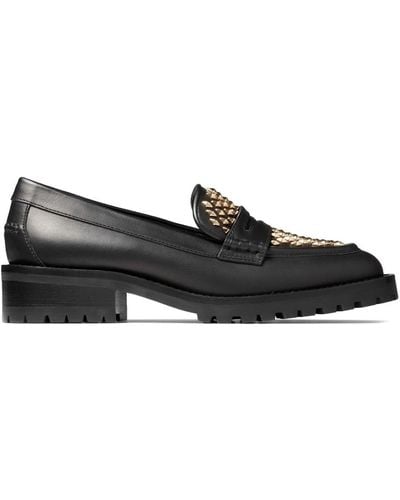 Jimmy Choo Deanna Stud-embellished Loafers - Black